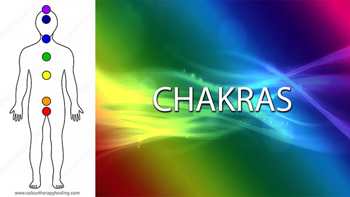 A colourful illustration showing the Chakras of the human body