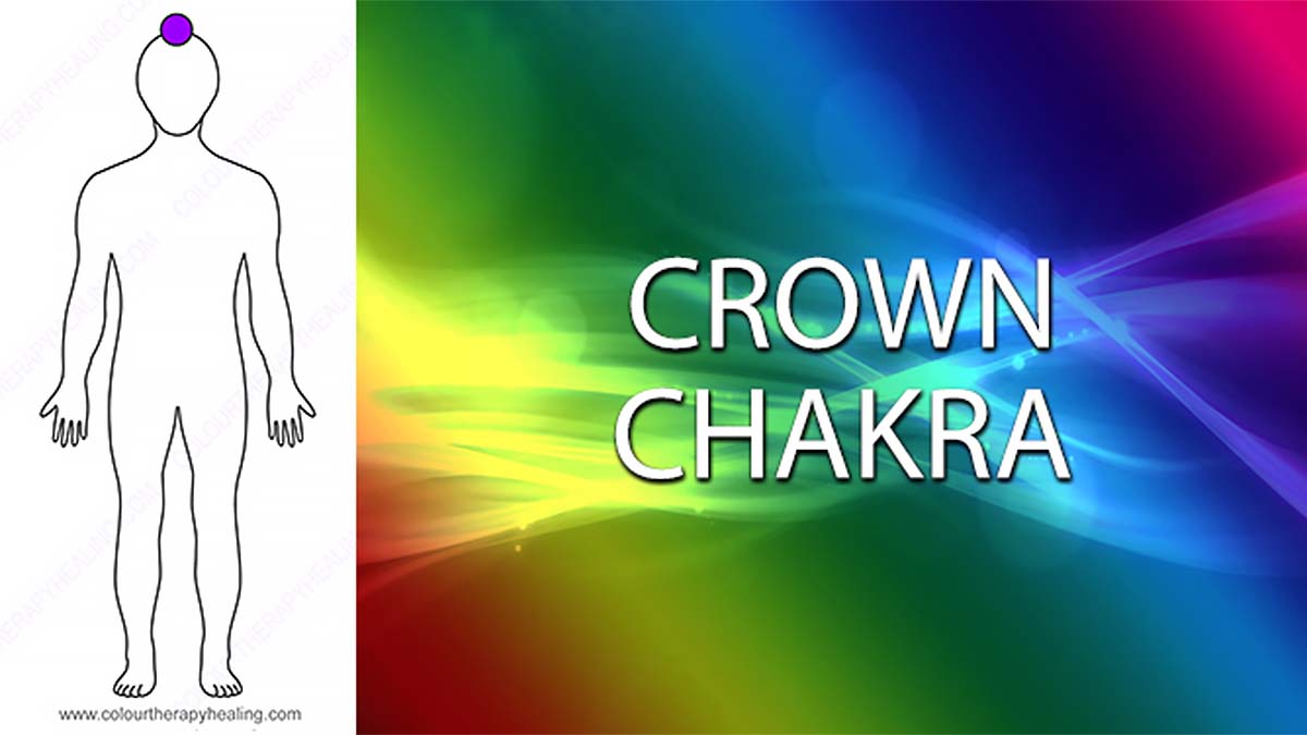 A colourful illustration showing the Crown chakra of the human body